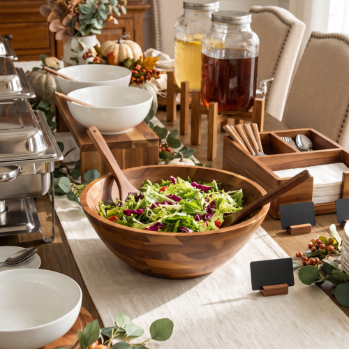 AI image 1 for AIDEA Acacia Wood Salad Bowl Set