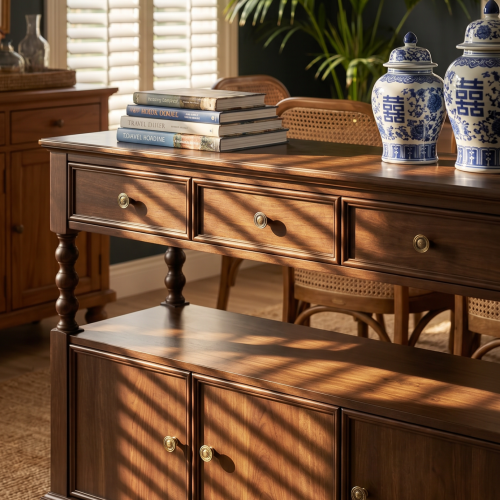 AI-image-3-for-45.3-Solid-Wood-Console-Table-Retro-Sofa-Table-with-3-Drawers-2-Cabinet-Long-Behind-Couch-Accent-Table-Console-Table-Narrow-Entr-2.webp