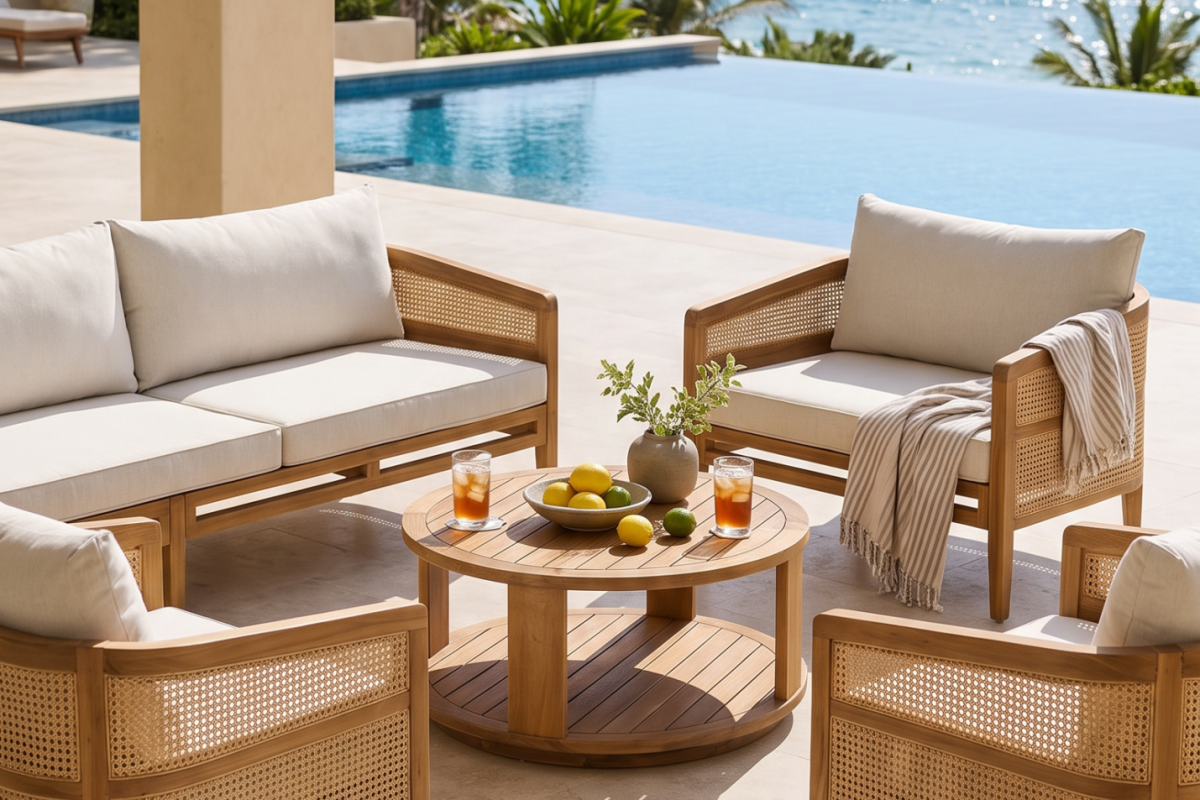 AI image 3 for 5-Piece Acacia Wood Patio Furniture Set (1)